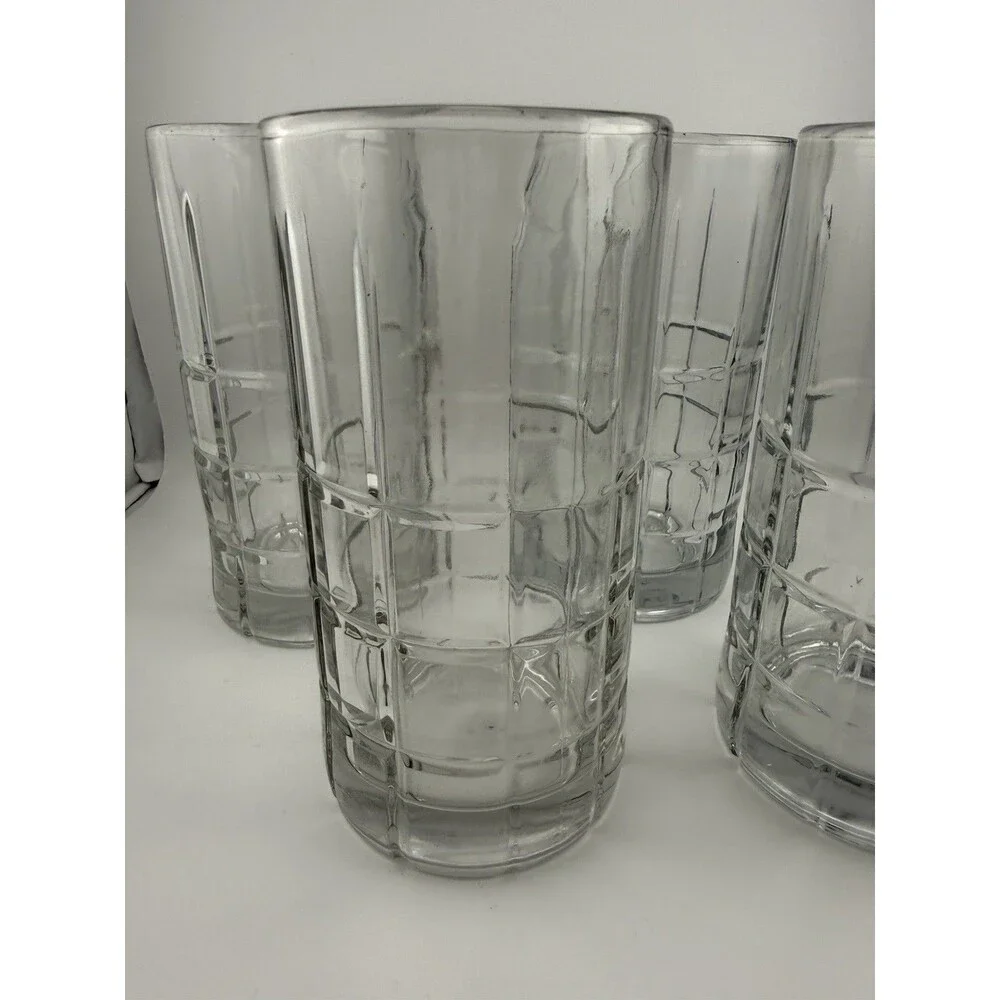Set of 4 Anchor Hocking Tartan Manchester Clear Iced Tea Glasses USA 16oz
